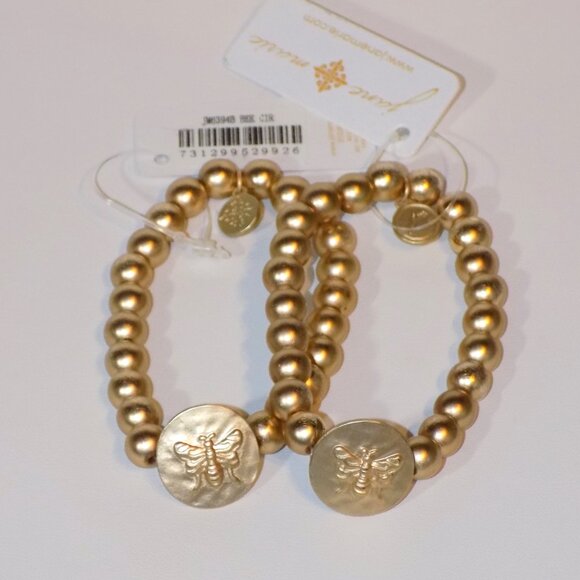 Lot 4 New Signed Jane Marie Metal Bead Bracelets Bundle. Bee Circle & Rhinestone - Picture 10 of 11